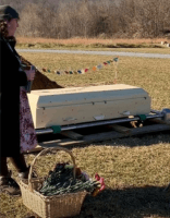 Tibetan Prayer Flags at Funeral- Emily Officiating